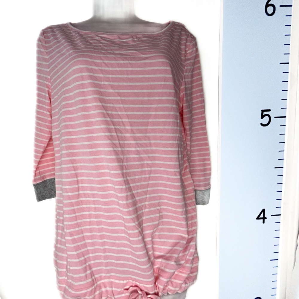Karen Neuburger Encore Pink & White Striped Pajama Top Small